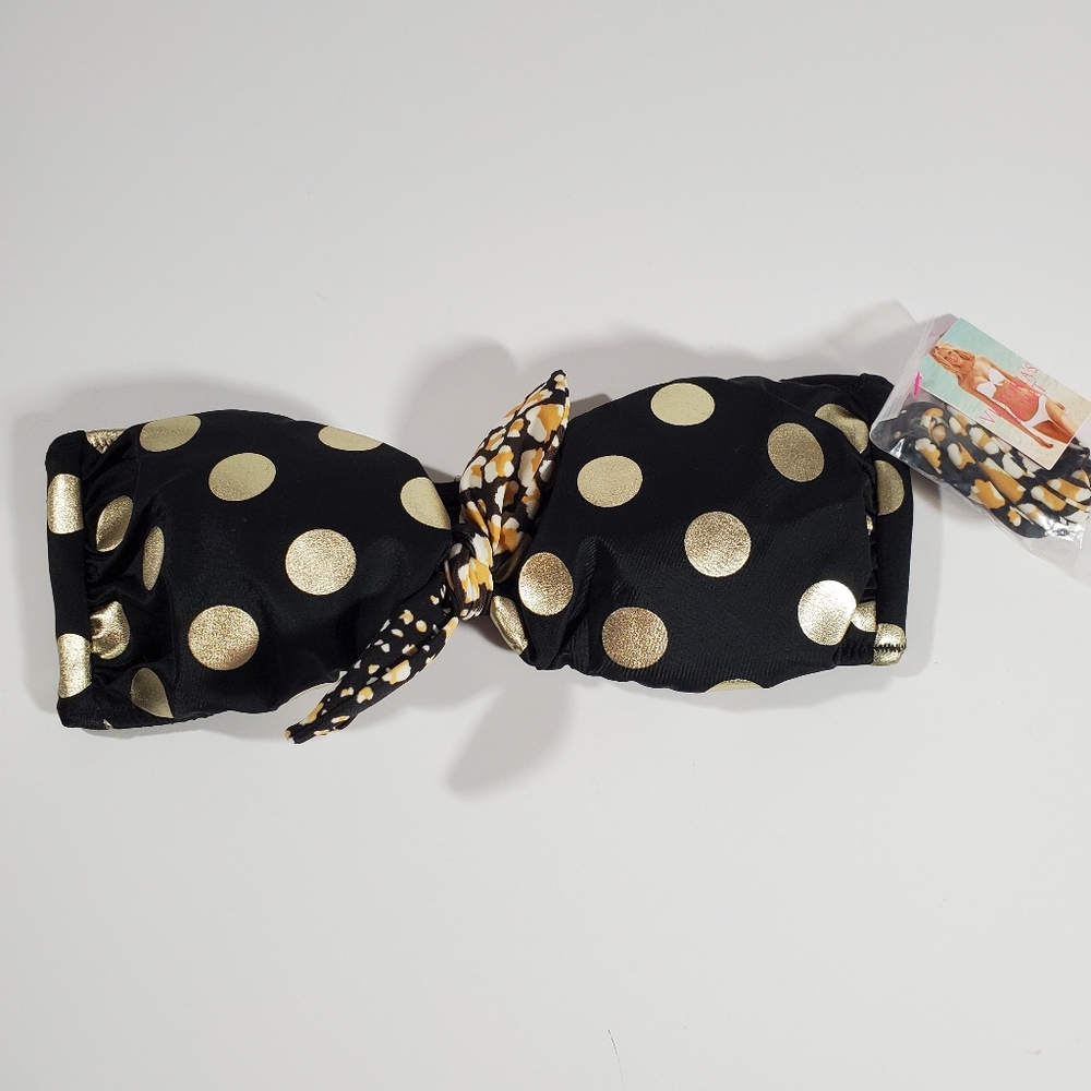 Victoria's Secret Bandeau Black Metallic Dots S